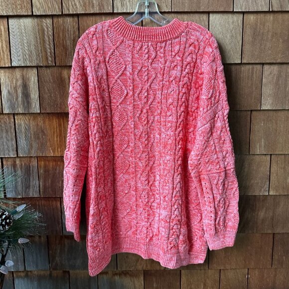 NWT Anthropologie Pilcro Jasmine Red Cable Knit Oversized Sweater - XL - Picture 5 of 9